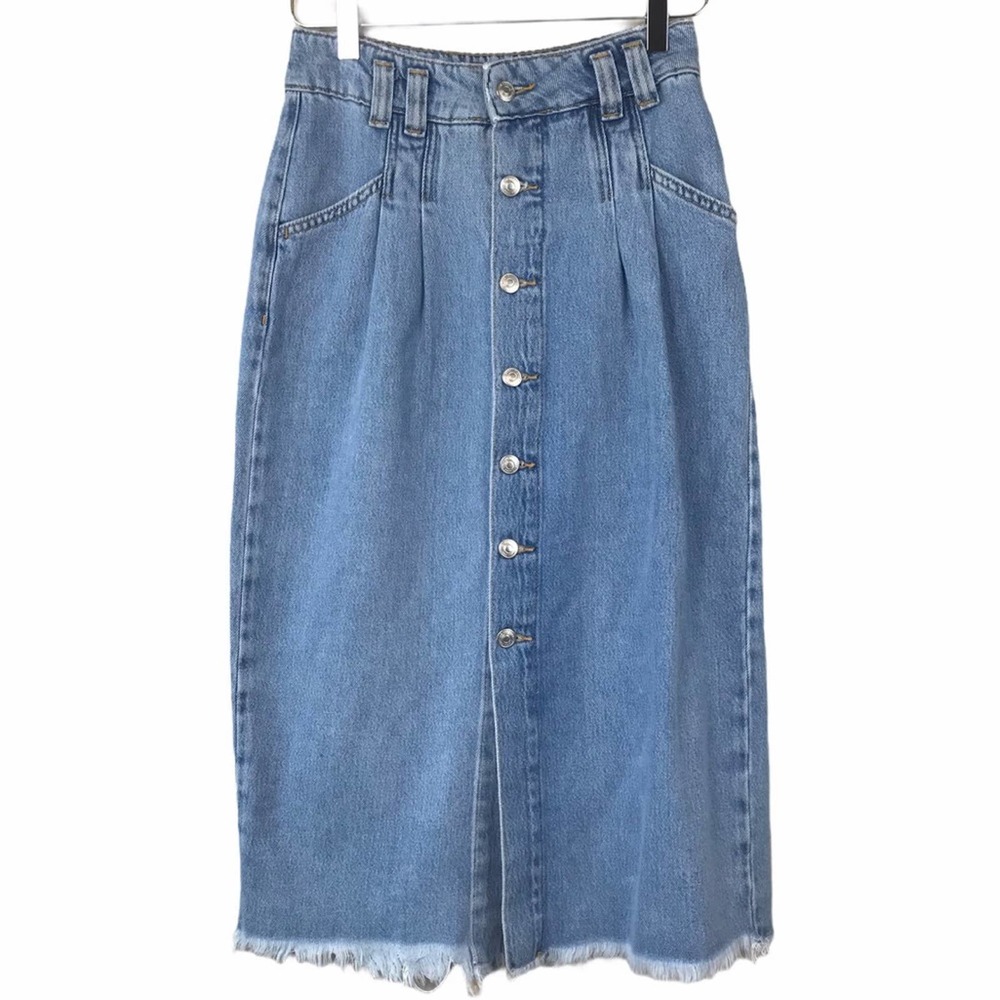 NWT - Free People Sidney Midi Denim Skirt - Size 27